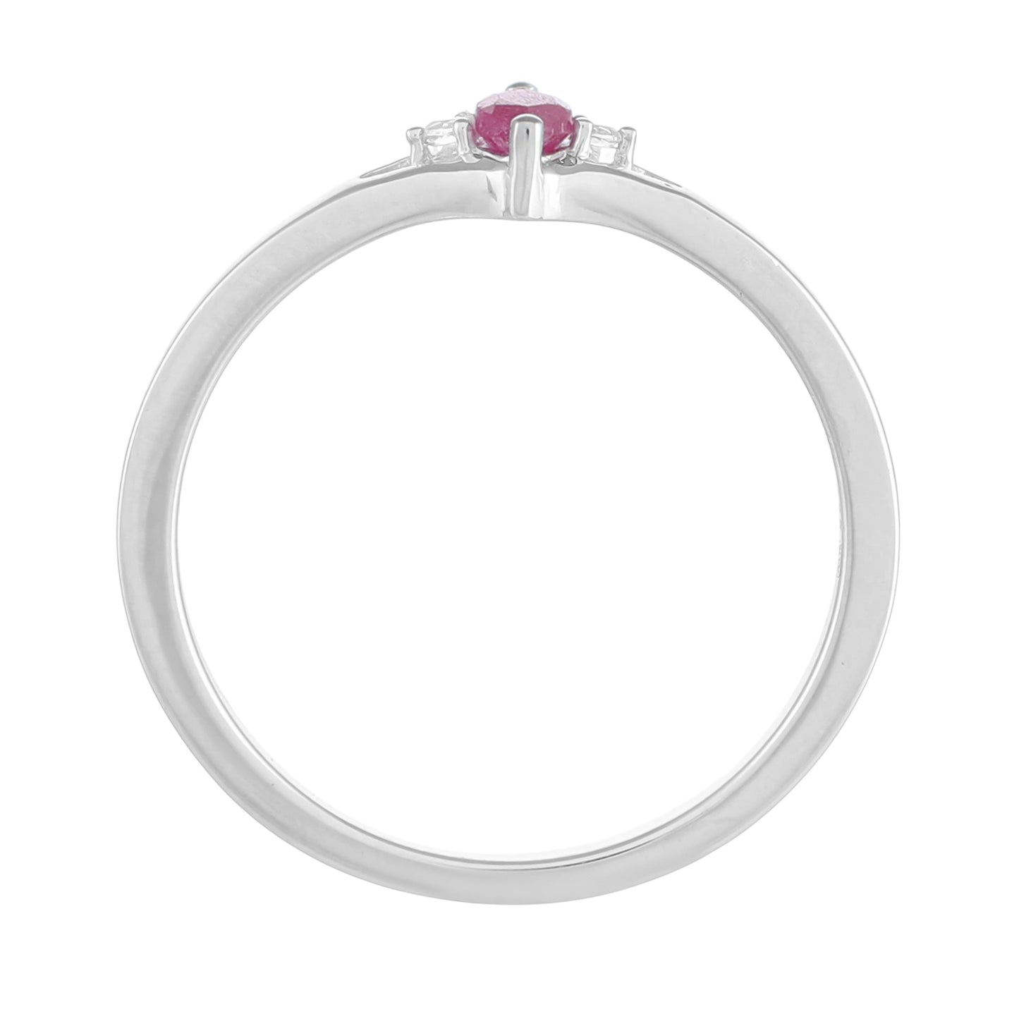 Anillo de Plata con Rubí de Tailandia y Topacio Blanco