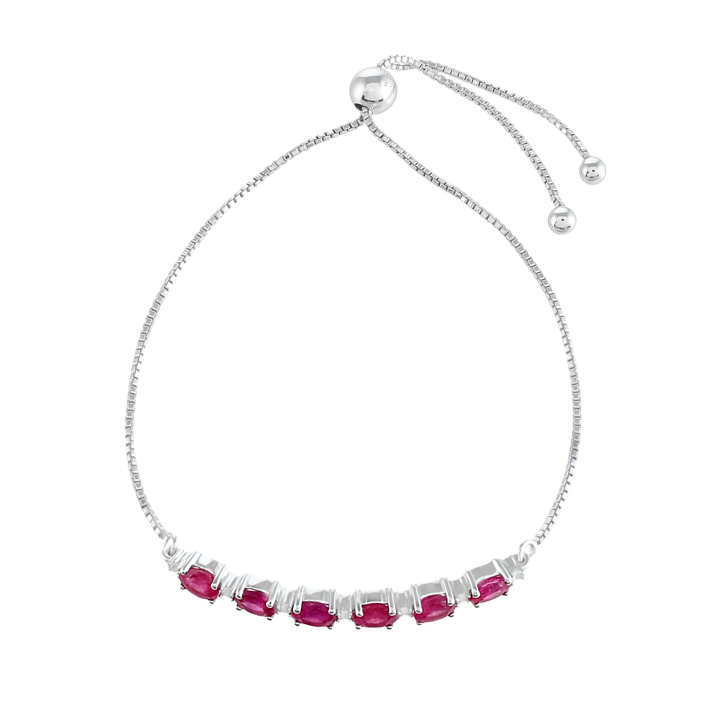 Pulsera de Plata con Rubí de Tailandia y Topacio Blanco