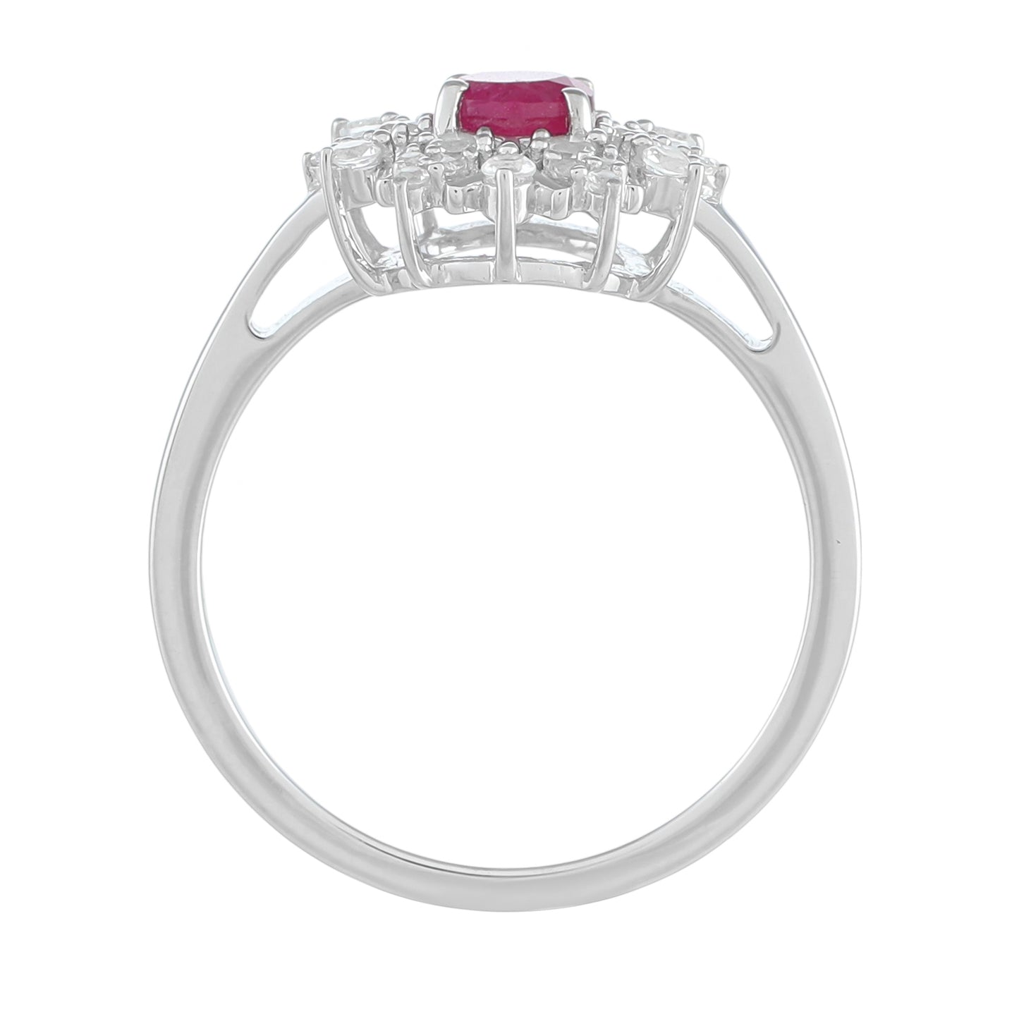 Anillo de Plata con Rubí de Tailandia y Topacio Blanco