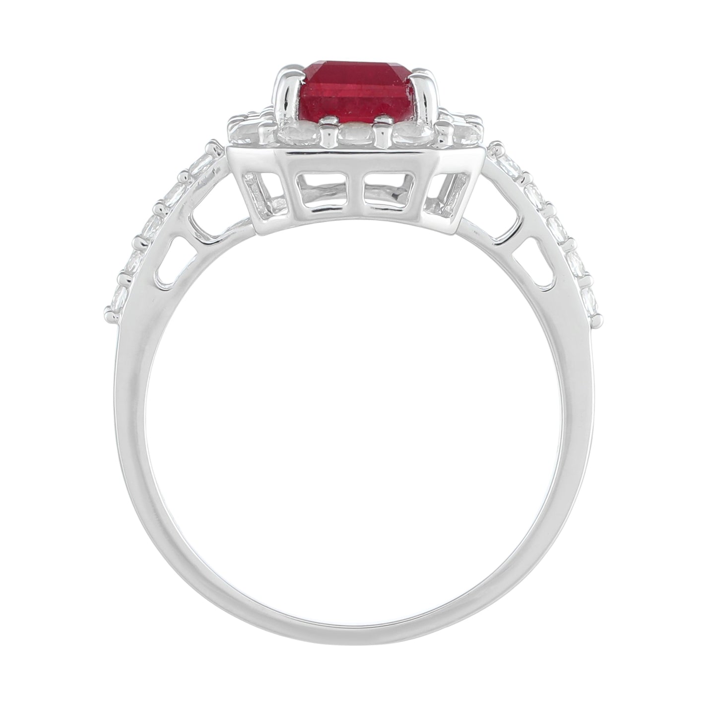 Anillo de Plata con Rubí de Tailandia y Topacio Blanco
