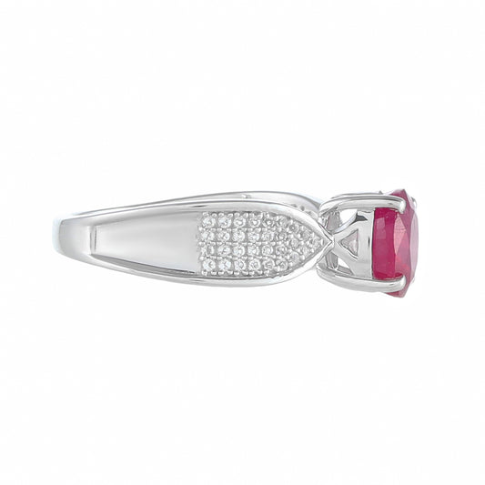 Anillo de Plata con Rubí de Tailandia y Topacio Blanco