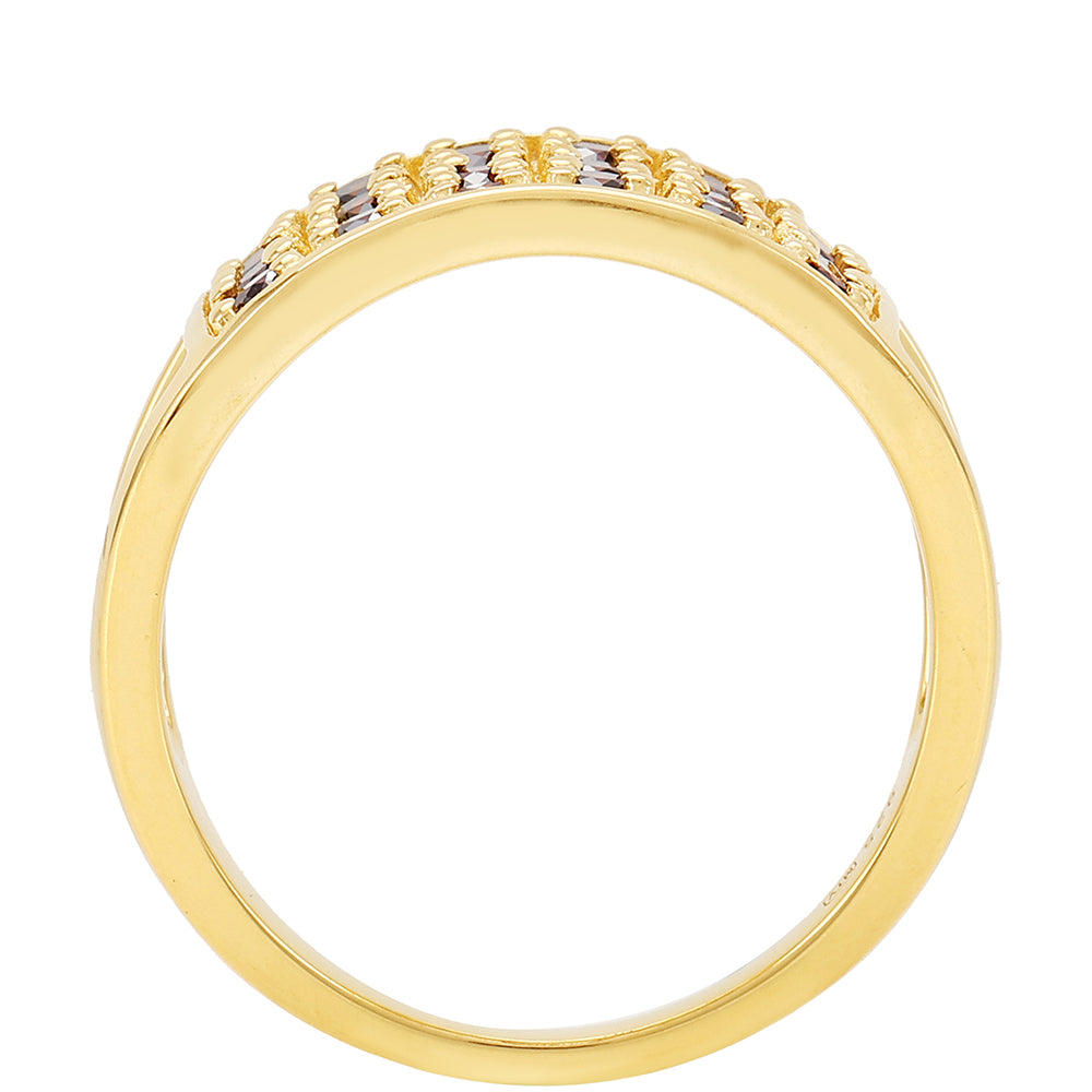 Anillo de Plata Bañada en Oro con Diamante Rojo