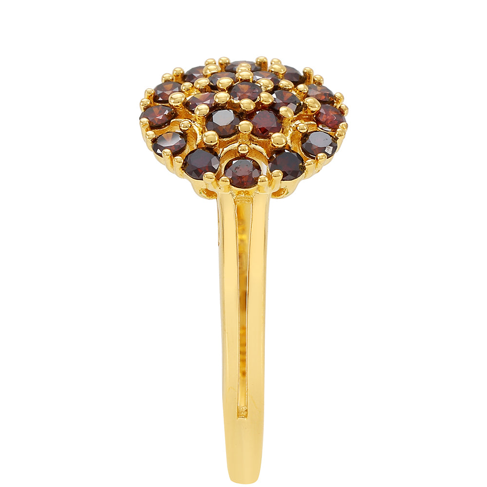 Anillo de Plata Bañada en Oro con Diamante Rojo