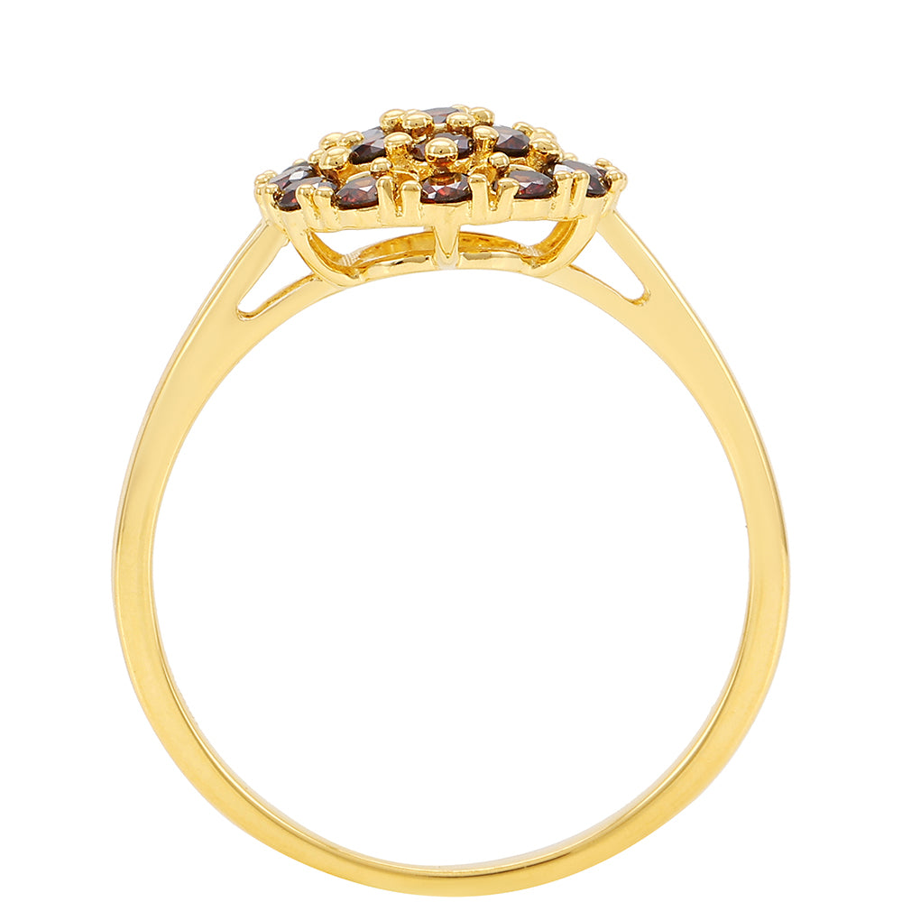 Anillo de Plata Bañada en Oro con Diamante Rojo