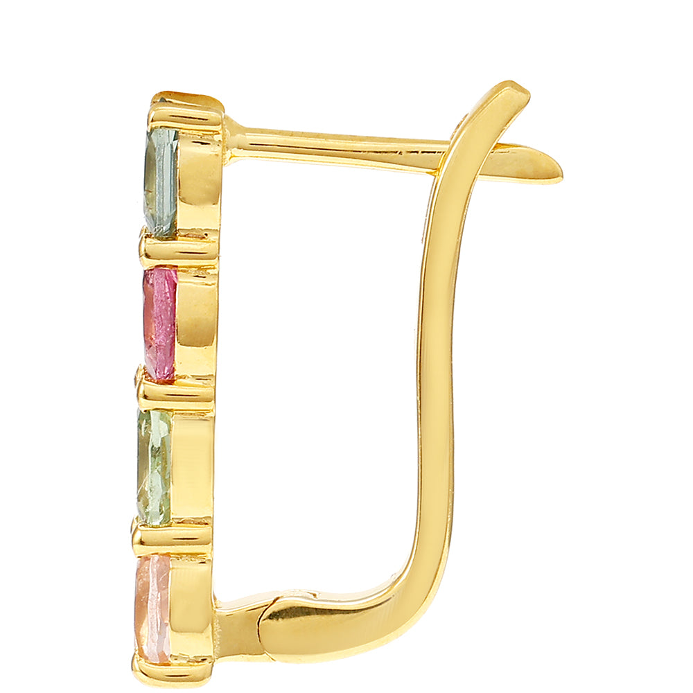 Pendientes de Plata Bañada en Oro con Turmalina Arco Iris Pelmadulla