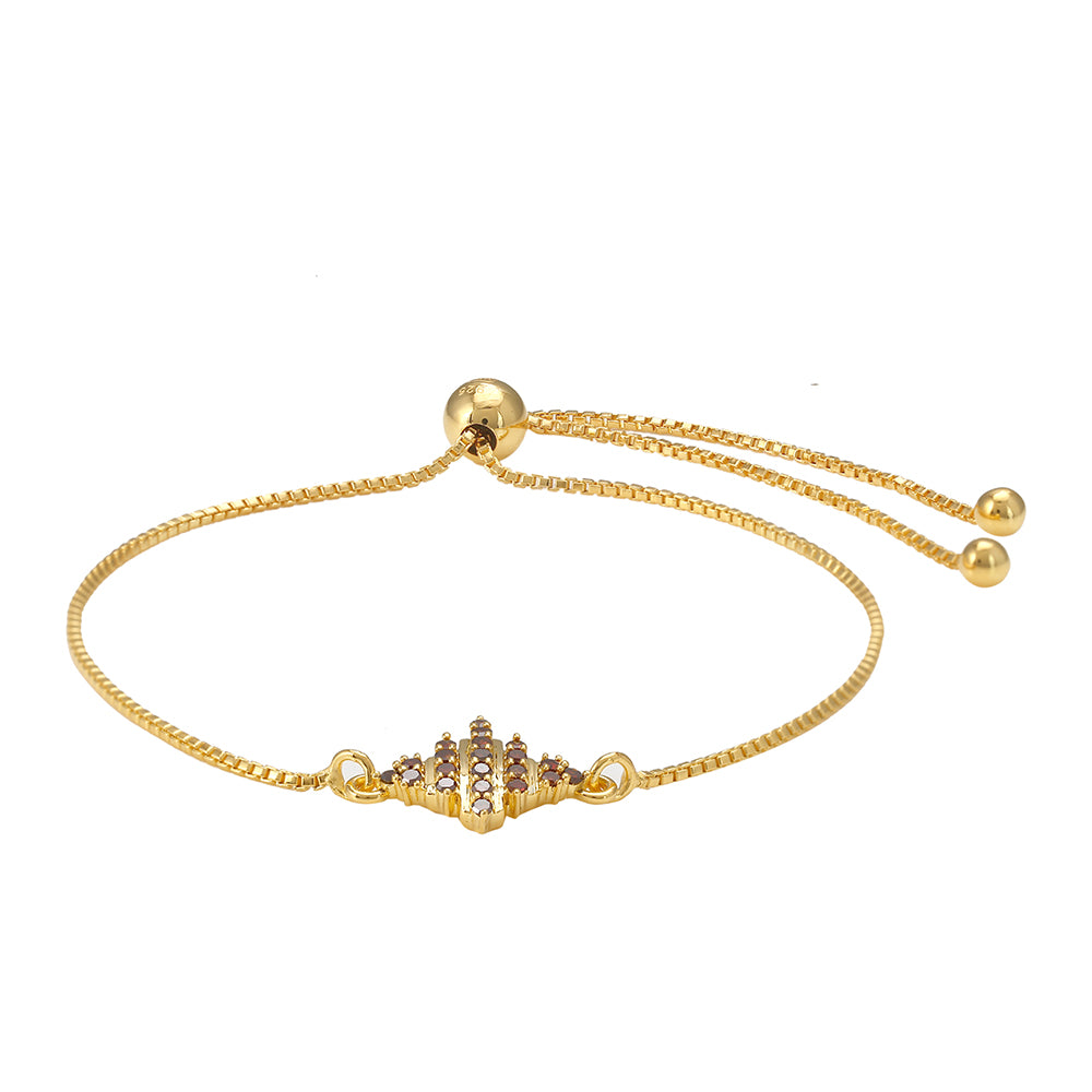 Pulsera de Plata Bañada en Oro con Diamante Rojo