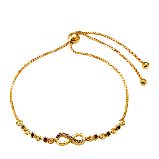 Pulsera de Plata Bañada en Oro con Diamante Rojo