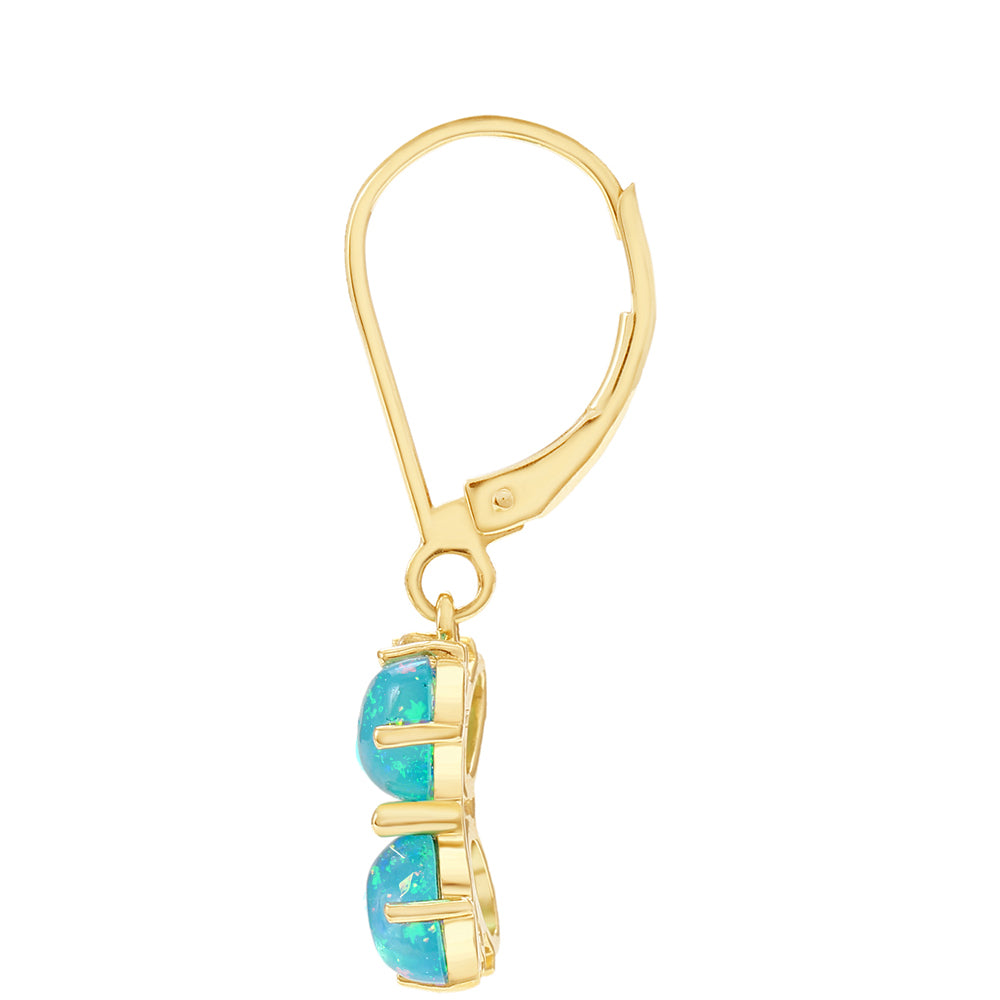 Pendientes de Oro 9K con Ópalo Azul Paraiba de Etiopía y Topacio Blanco