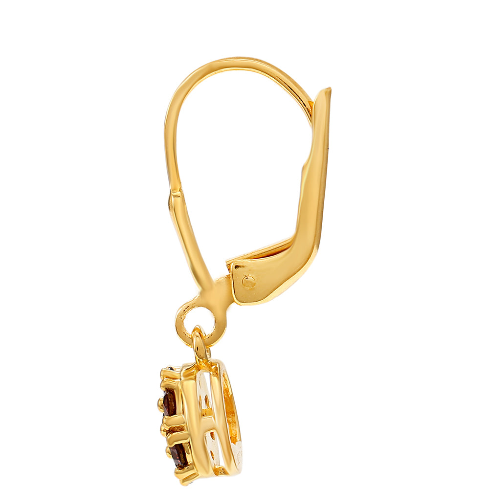 Pendientes de Plata Bañada en Oro con Diamante Rojo