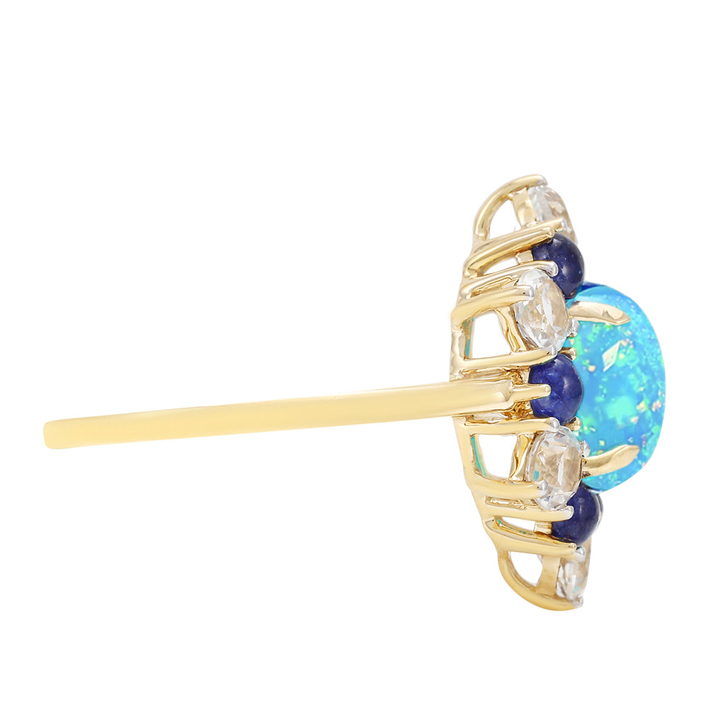 Anillo de Oro 9K con Ópalo Azul Paraiba de Etiopía y Zafiro Azul 2