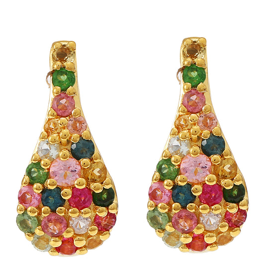 Pendientes de Plata Bañada en Oro con Turmalina Arco Iris Pelmadulla