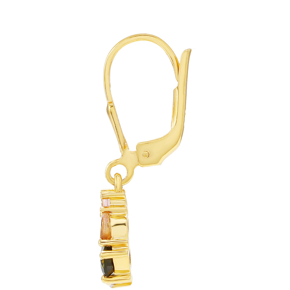 Pendientes de Plata Bañada en Oro con Turmalina Arco Iris Pelmadulla y Topacio Blanco