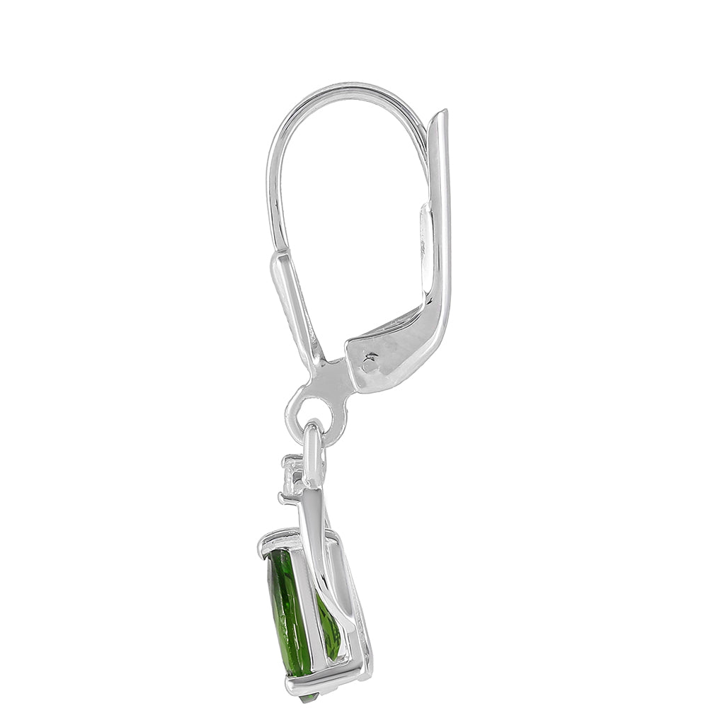 Pendientes de Plata con Diópsido de Cromo y Topacio Blanco
