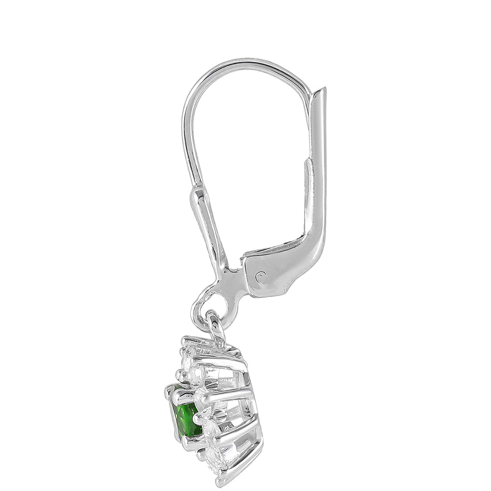 Pendientes de Plata con Diópsido de Cromo y Topacio Blanco