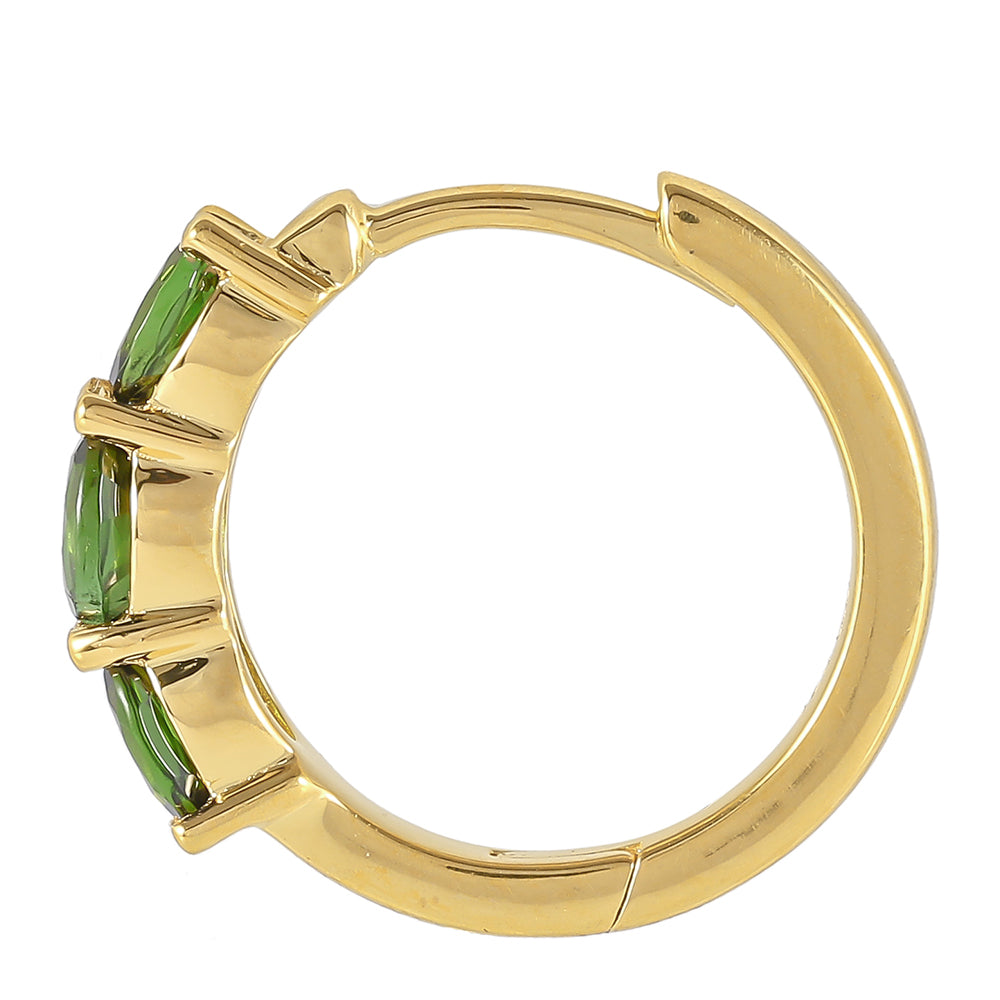 Pendientes de Plata Bañada en Oro con Turmalina Verde