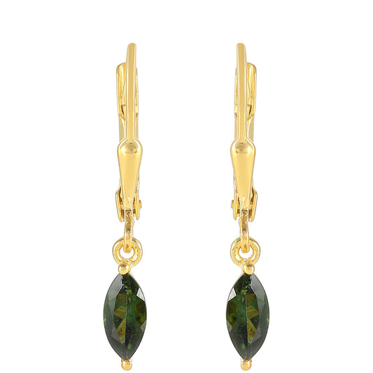 Pendientes de Plata Bañada en Oro con Turmalina Verde