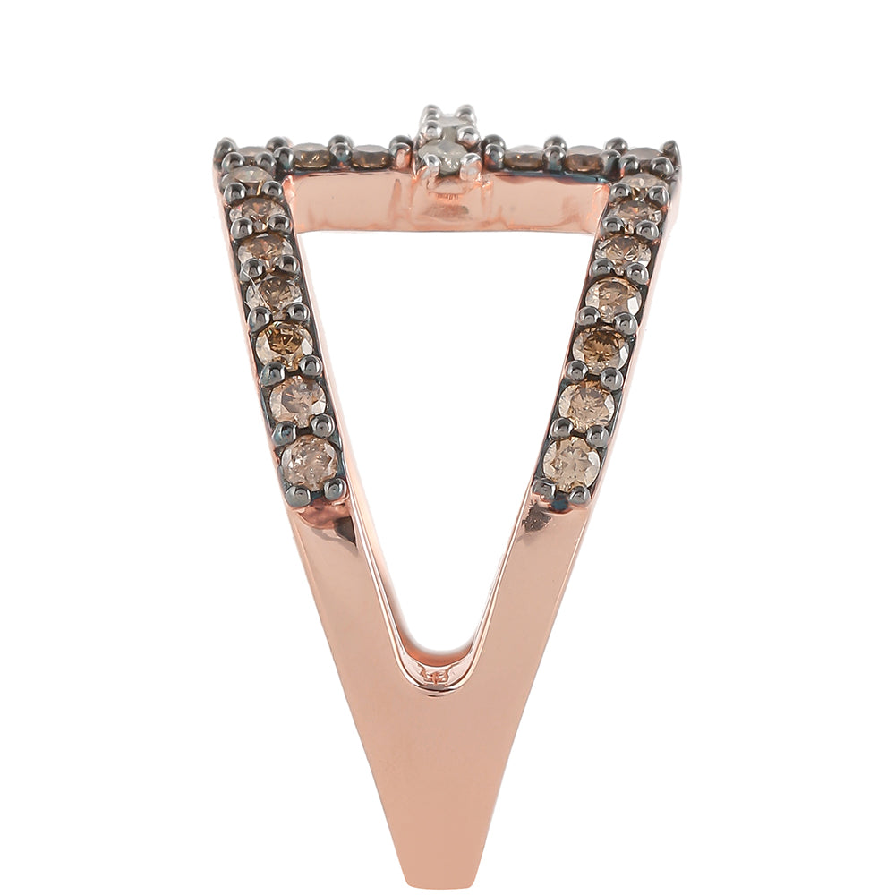 Anillo de Plata Bañada en Oro Rosa con Diamante Champagne y Diamante blanco