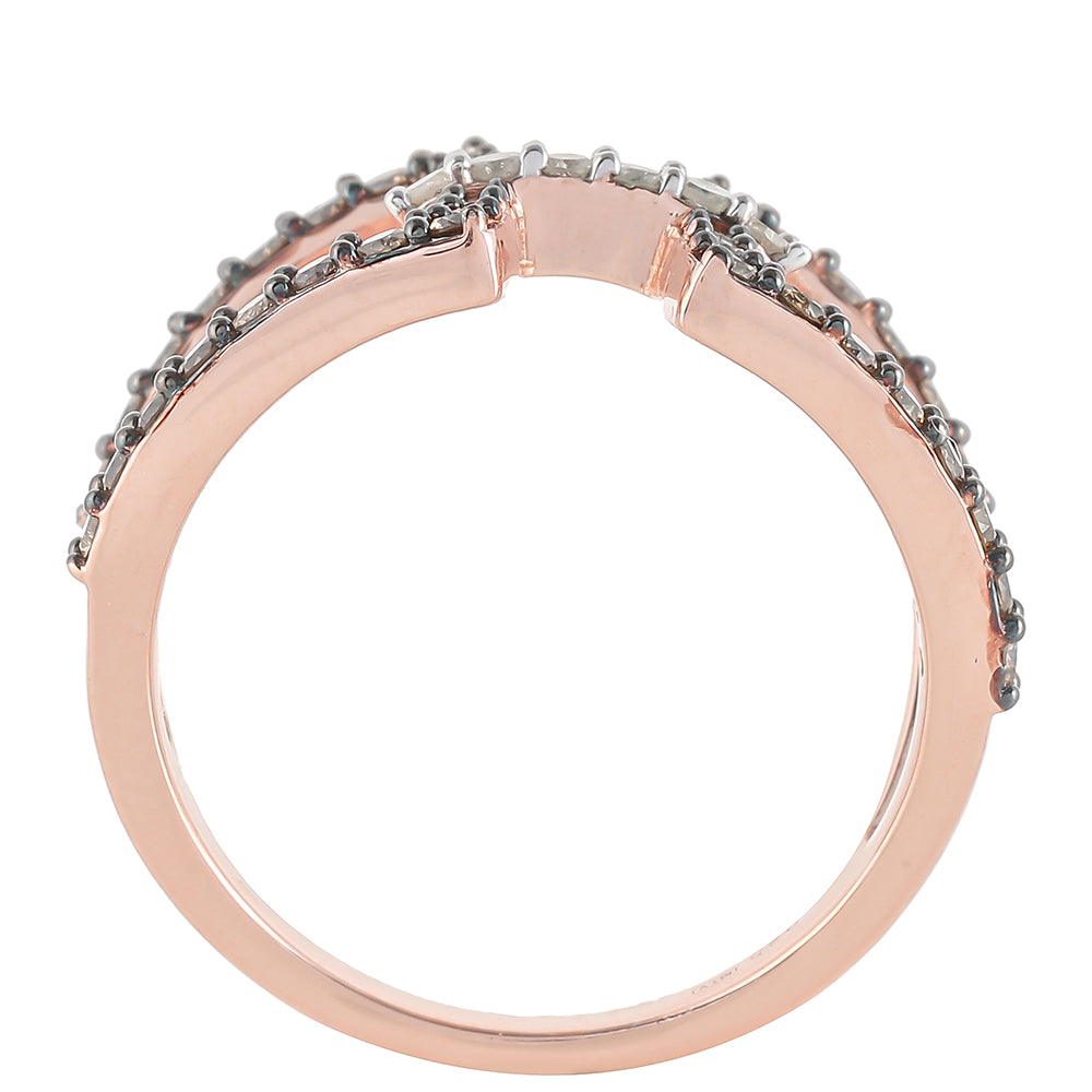 Anillo de Plata Bañada en Oro Rosa con Diamante Champagne y Diamante blanco