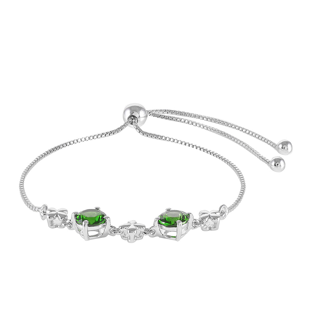 Pulsera de Plata con Diópsido de Cromo