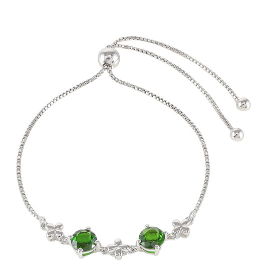 Pulsera de Plata con Diópsido de Cromo