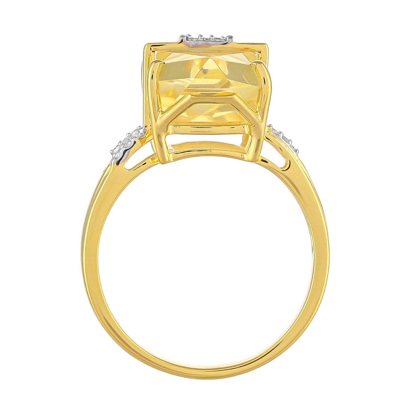 Anillo de Plata Bañada en Oro con Ópalo de fuego americano y Diamante blanco