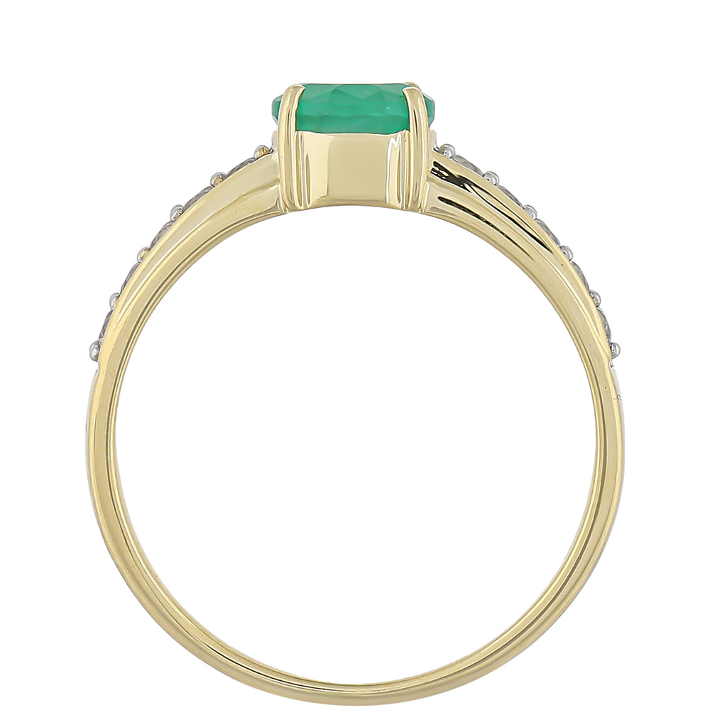 Anillo de Oro 9K con Esmeralda de Brasil y Topacio Blanco