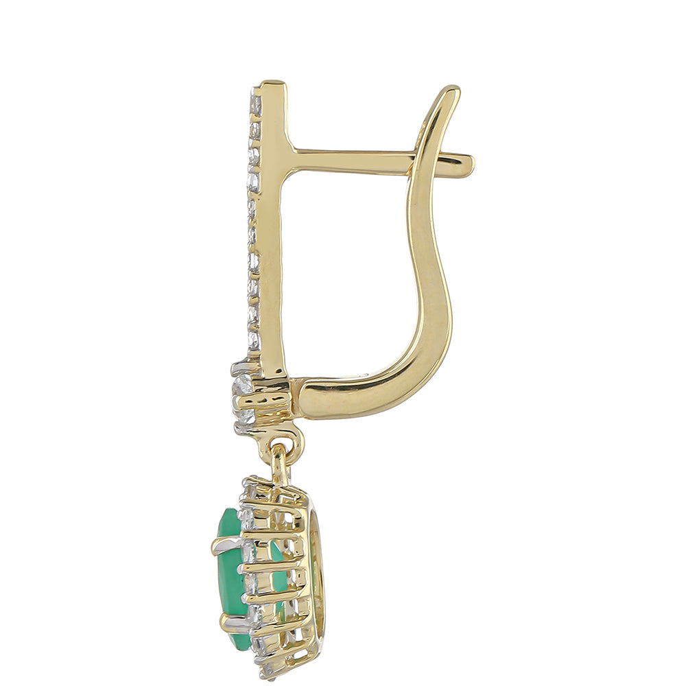 Pendientes de Oro 9K con Esmeralda de Brasil y Topacio Blanco