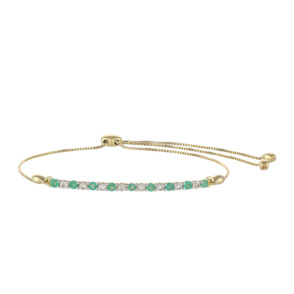 Pulsera de Oro 9K con Esmeralda de Brasil y Topacio Blanco 1