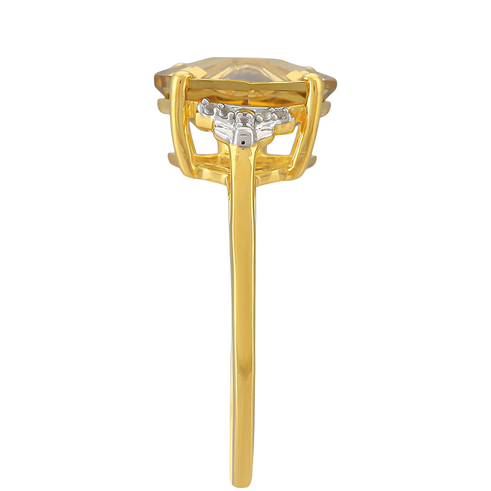 Anillo de Plata Bañada en Oro con Tanzanita y Cuarzo Champagne