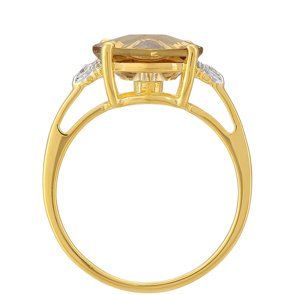 Anillo de Plata Bañada en Oro con Tanzanita y Cuarzo Champagne