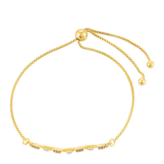 Pulsera de Plata Bañada en Oro con Diamante Rojo y Diamante blanco