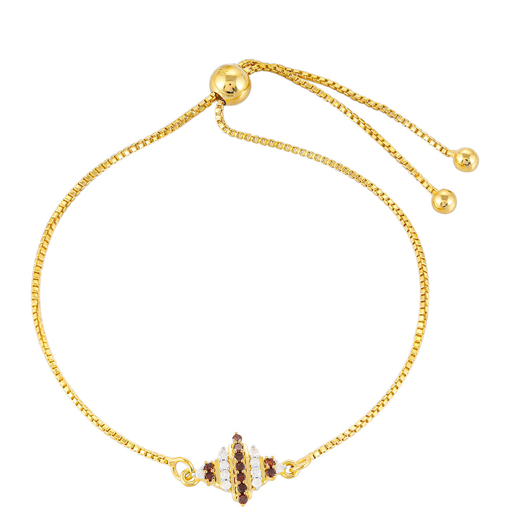 Pulsera de Plata Bañada en Oro con Diamante Rojo y Diamante blanco