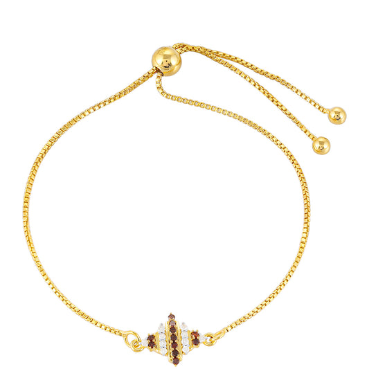 Pulsera de Plata Bañada en Oro con Diamante Rojo y Diamante blanco