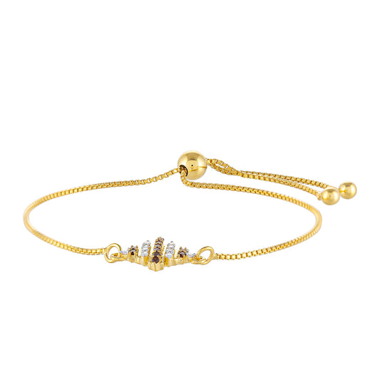 Pulsera de Plata Bañada en Oro con Diamante Rojo y Diamante blanco