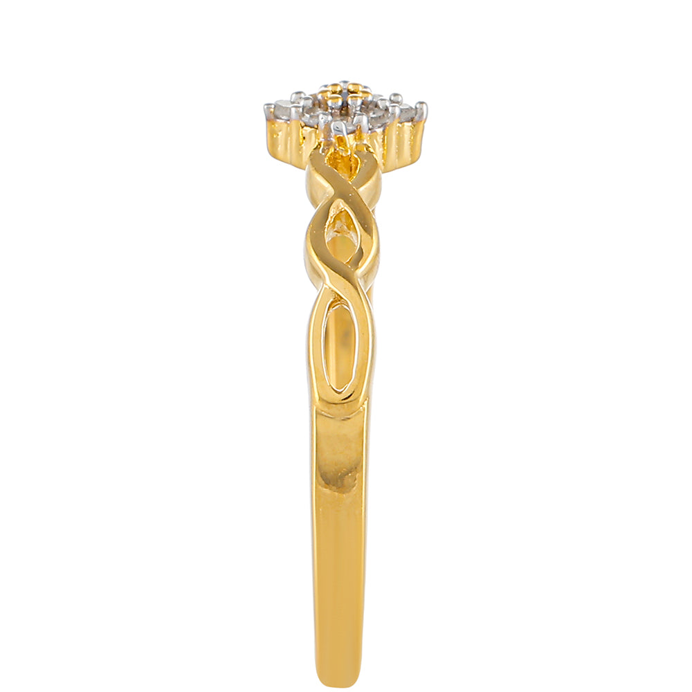 Anillo de Plata Bañada en Oro con Diamante Rojo y Diamante blanco