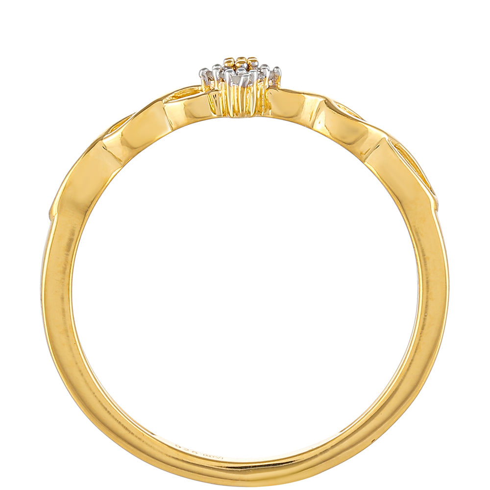 Anillo de Plata Bañada en Oro con Diamante Rojo y Diamante blanco