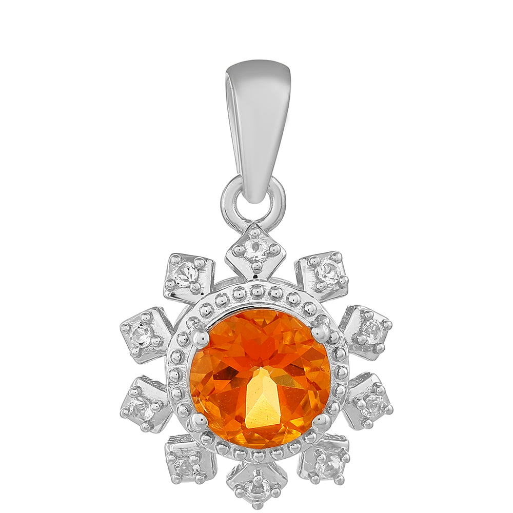 Colgante de Plata con Cuarzo Padparadscha y Topacio Blanco