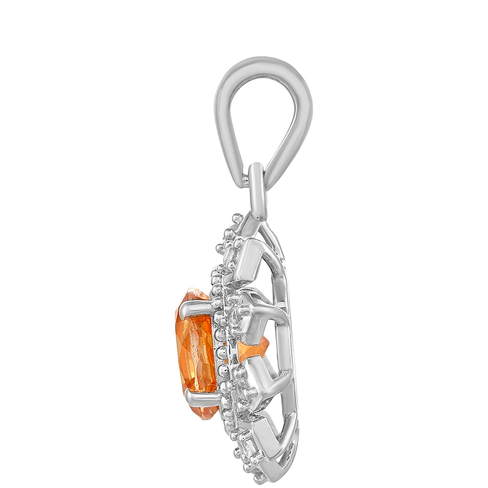 Colgante de Plata con Cuarzo Padparadscha y Topacio Blanco