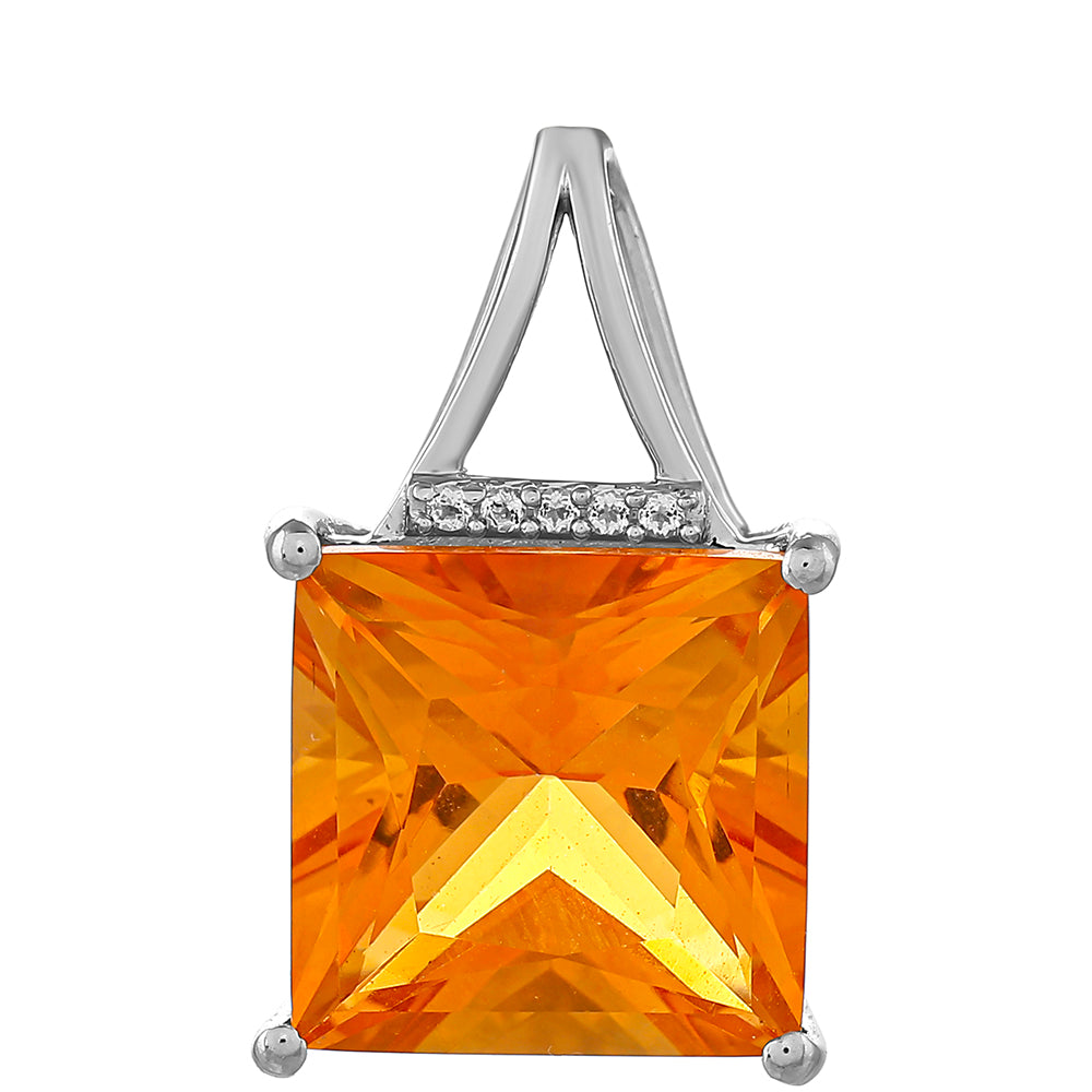 Colgante de Plata con Cuarzo Padparadscha y Topacio Blanco