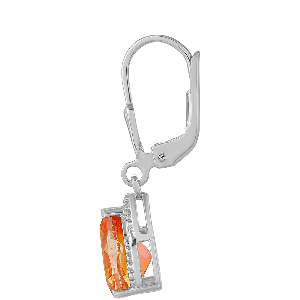 Pendientes de Plata con Cuarzo Padparadscha y Topacio Blanco