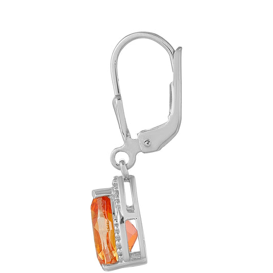 Pendientes de Plata con Cuarzo Padparadscha y Topacio Blanco