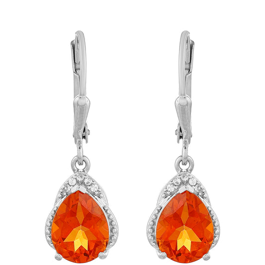 Pendientes de Plata con Cuarzo Padparadscha y Topacio Blanco