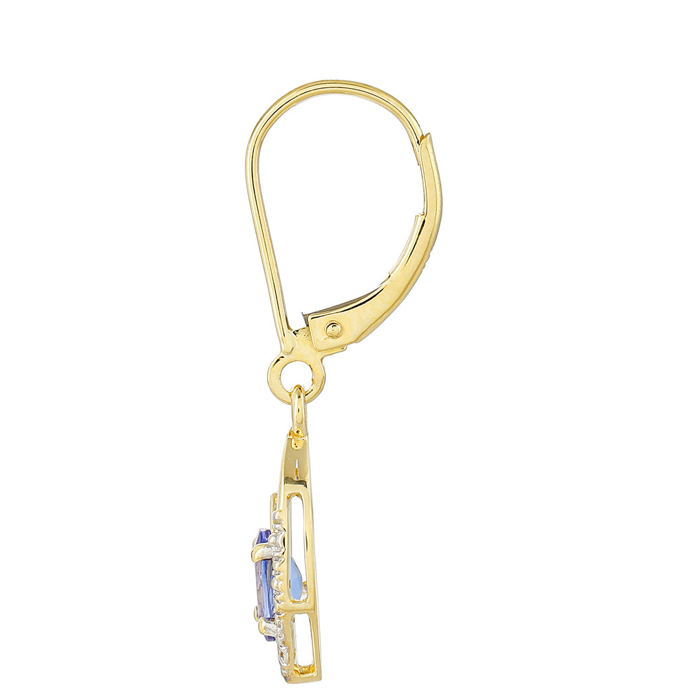 Pendientes de Oro 9K con Tanzanita AAA y Zircón natural