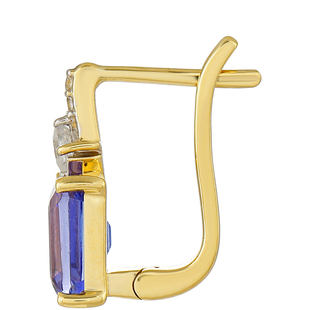 Pendientes de Oro 9K con Tanzanita AAA y Zircón natural