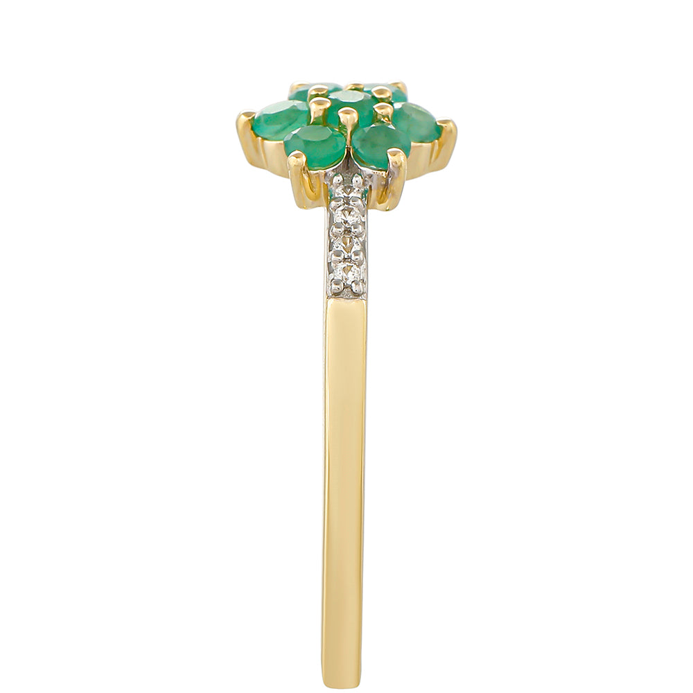 Anillo de Oro 9K con Esmeralda de Brasil y Zircón natural