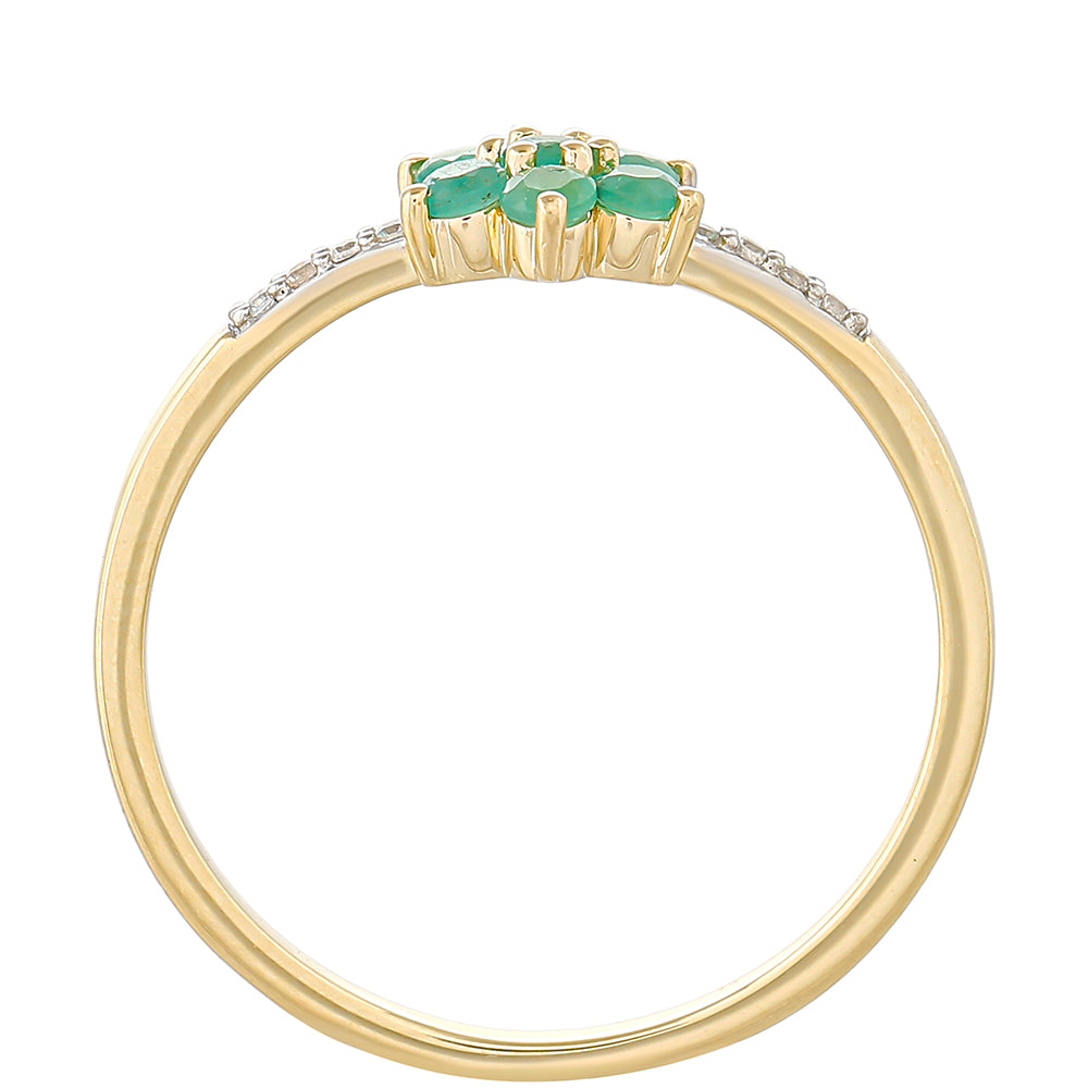 Anillo de Oro 9K con Esmeralda de Brasil y Zircón natural