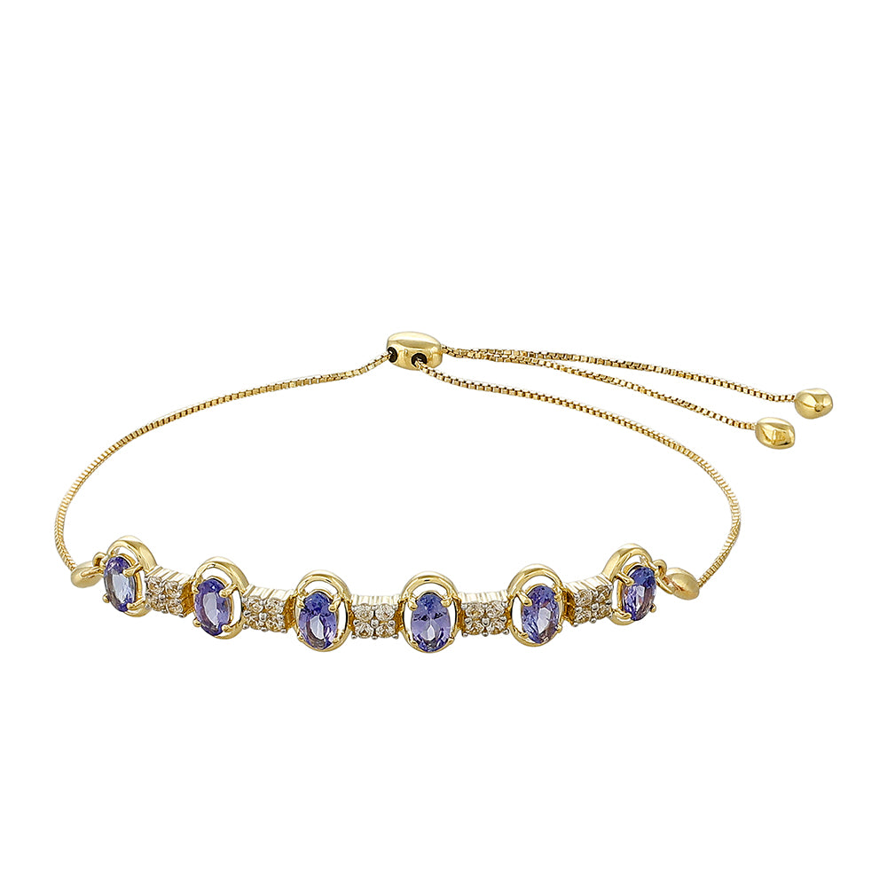 Pulsera de Oro 9K con Tanzanita AAA y Zircón natural