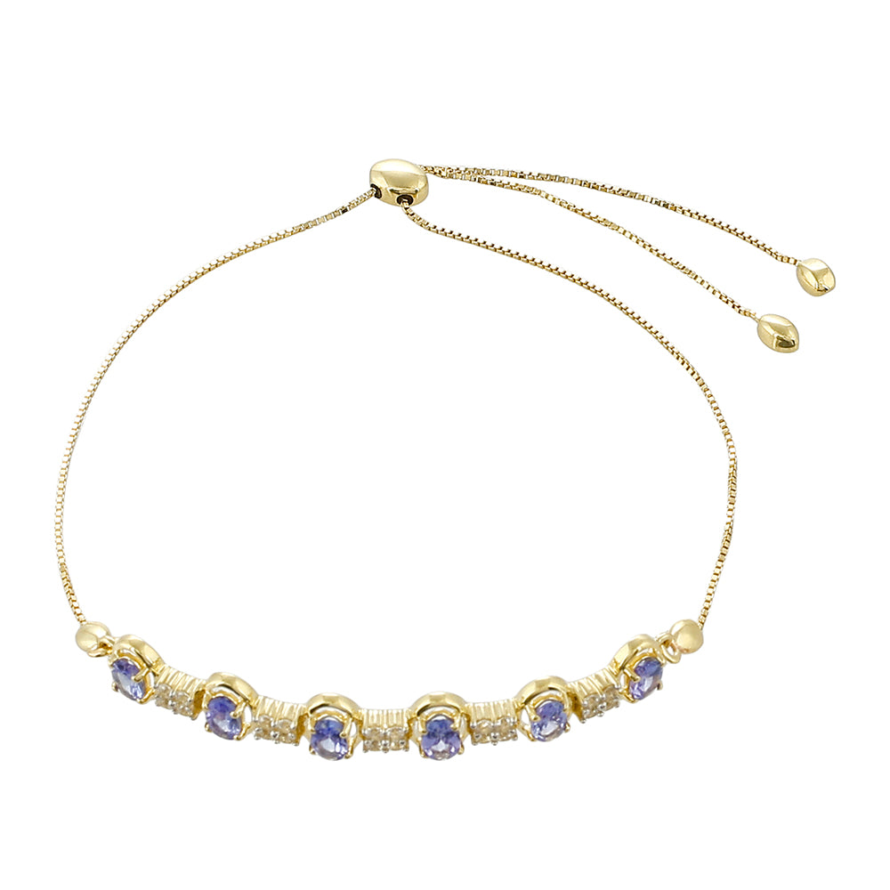 Pulsera de Oro 9K con Tanzanita AAA y Zircón natural