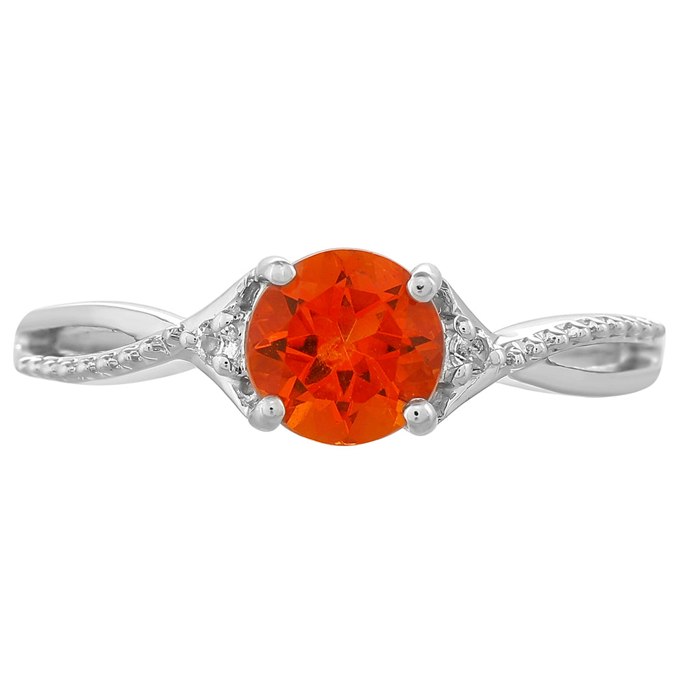 Anillo de Plata con Cuarzo Padparadscha y Topacio Blanco