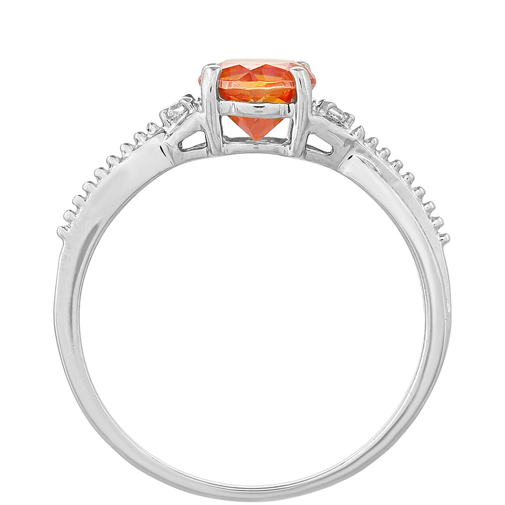 Anillo de Plata con Cuarzo Padparadscha y Topacio Blanco